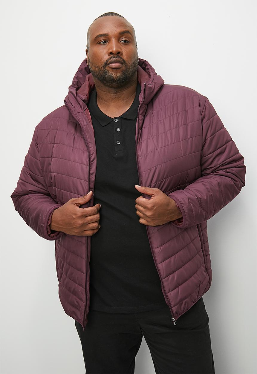 Superbalist - Plus hobbs lightweight hooded puffer jacket - burgundy