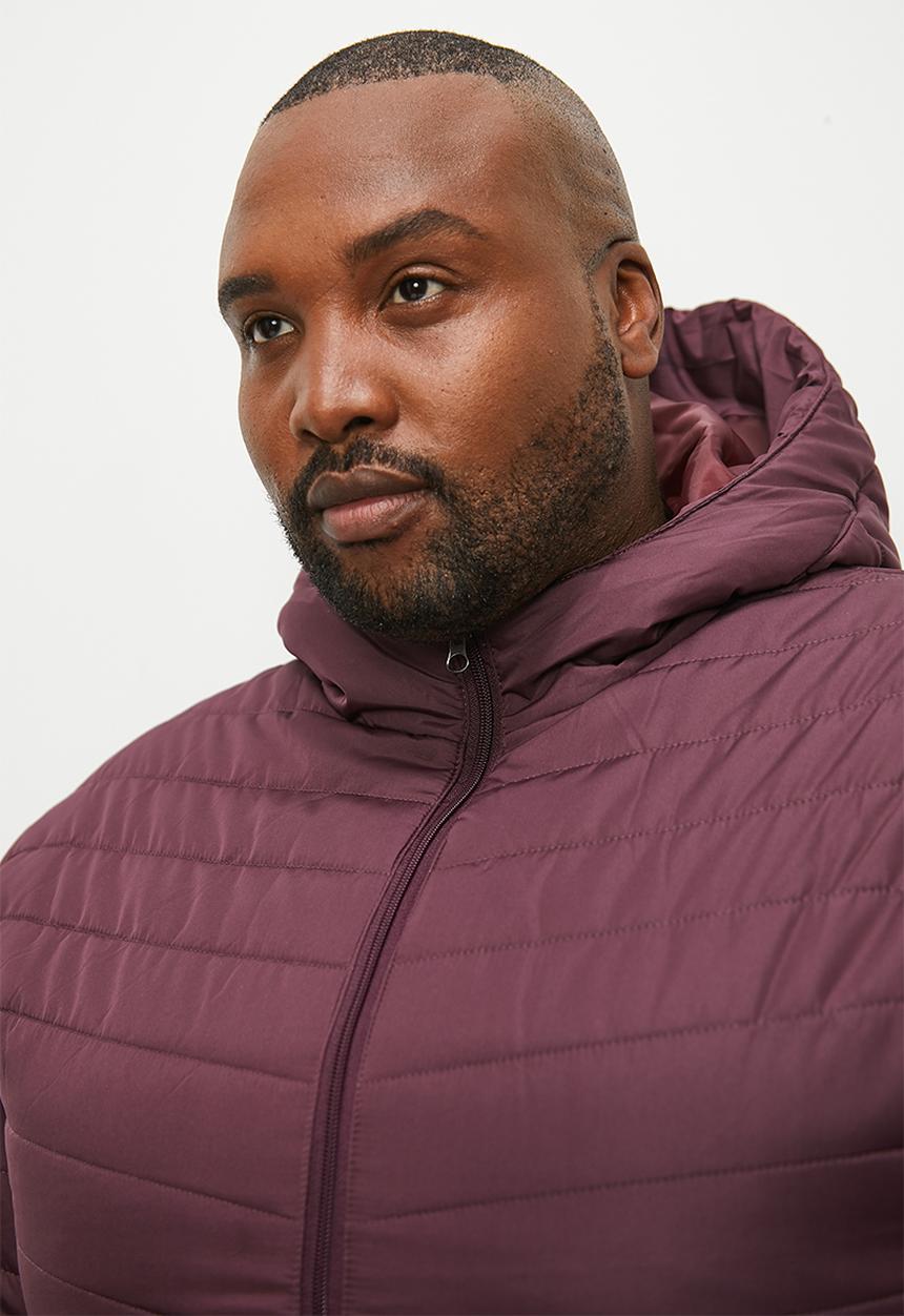Superbalist - Plus hobbs lightweight hooded puffer jacket - burgundy