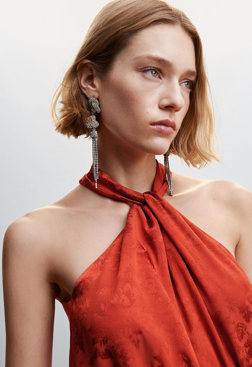 MANGO - Dress cervo - dark red