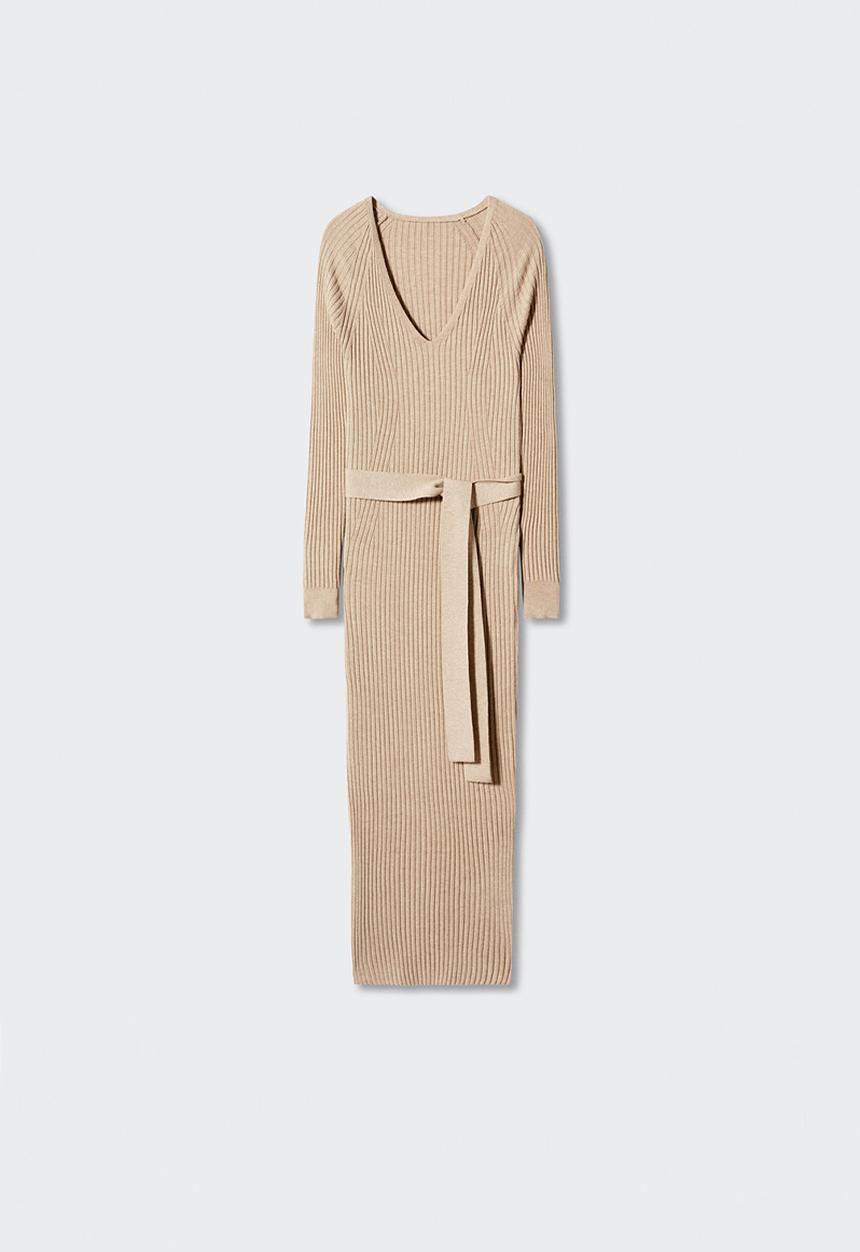 MANGO - Dress goletav - light pastel brown