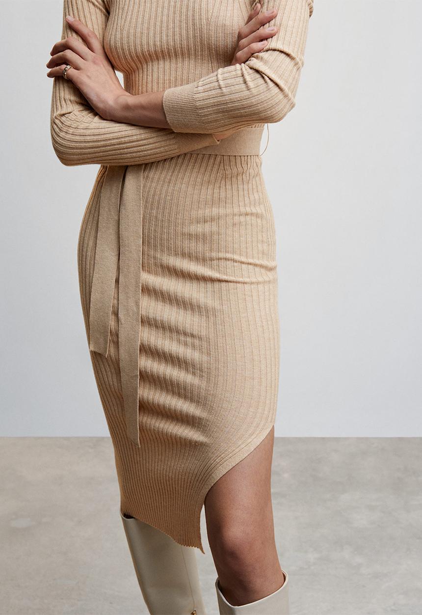 MANGO - Dress goletav - light pastel brown