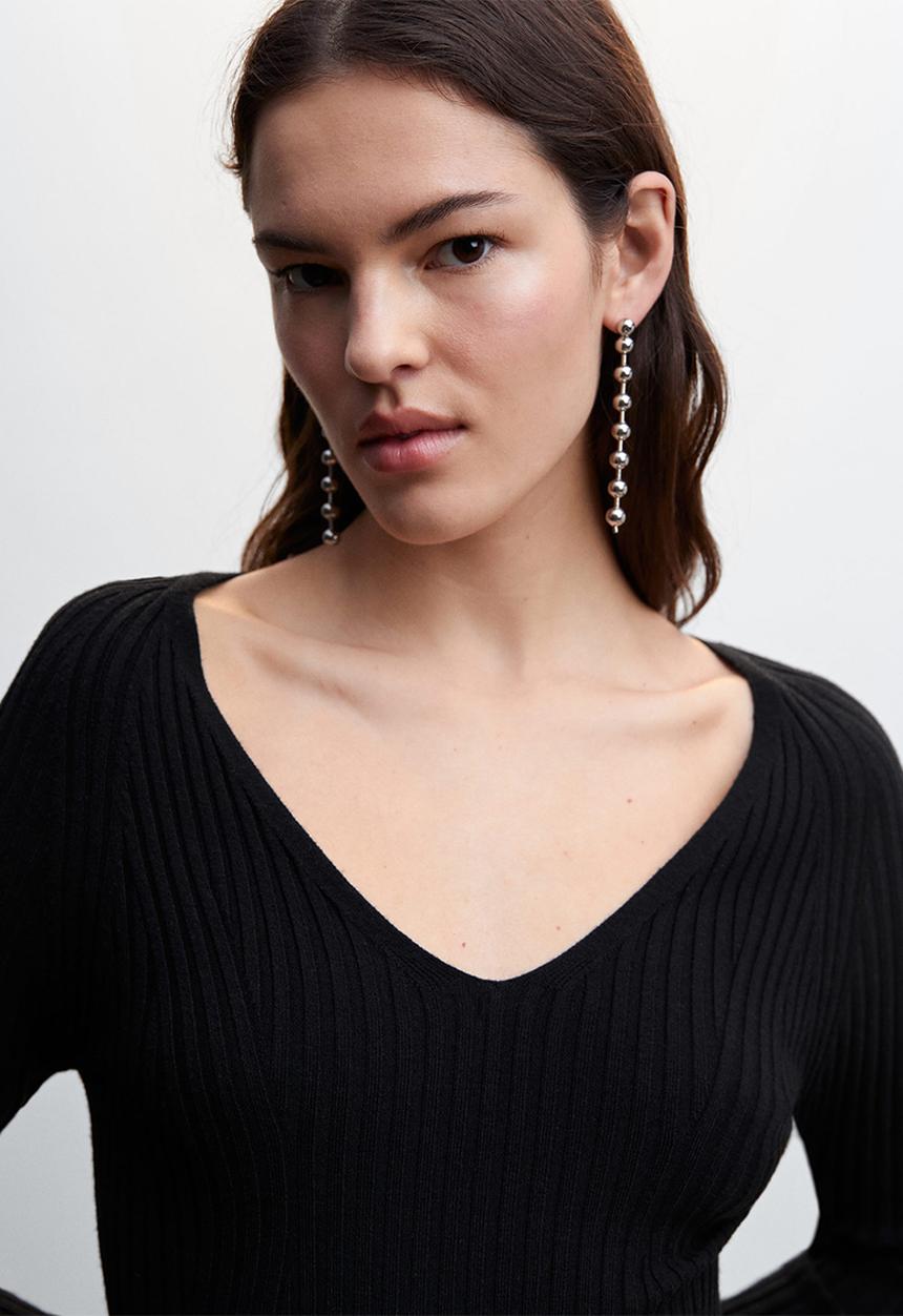 MANGO - Dress goletav- black