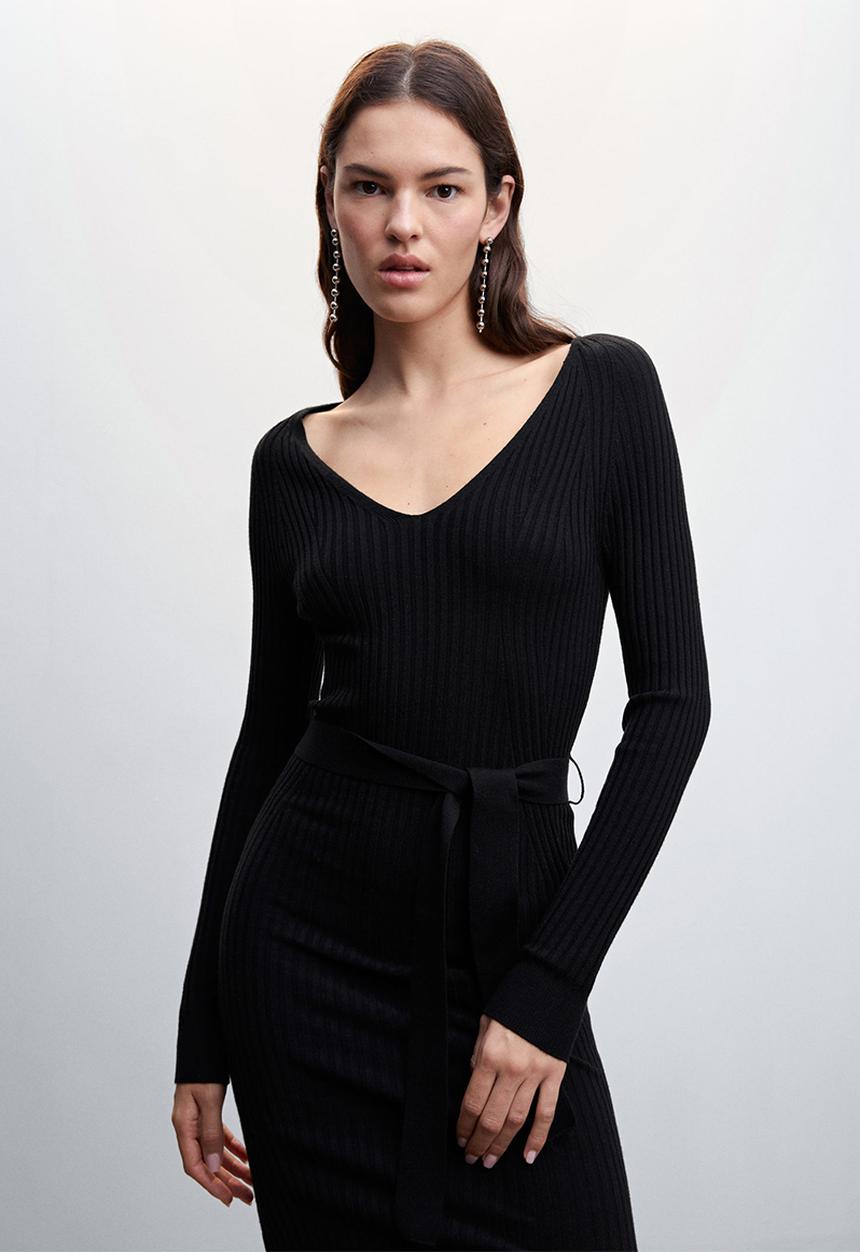 MANGO - Dress goletav- black