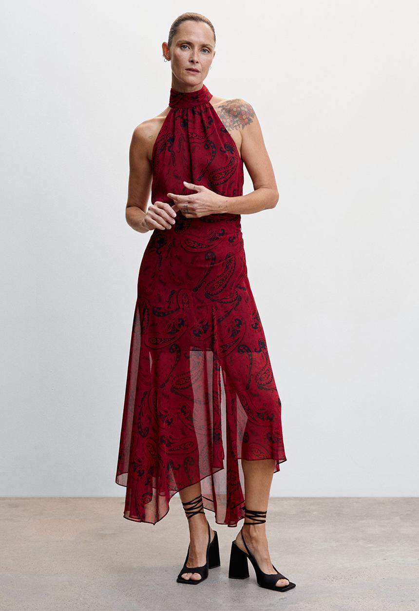 MANGO - Dress sunrise - red