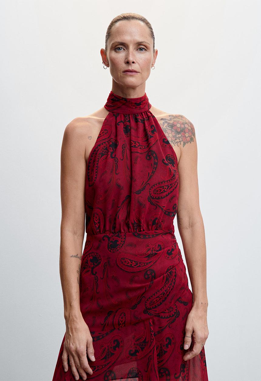 MANGO - Dress sunrise - red