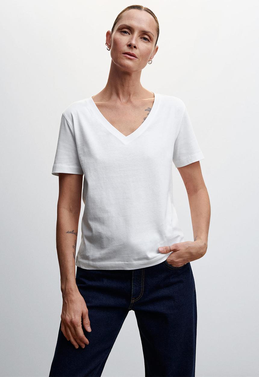 MANGO - T-shirt chalapi - white