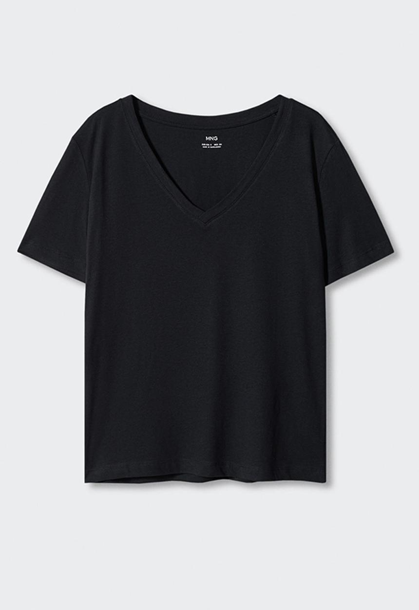 MANGO - T-shirt chalapi - black