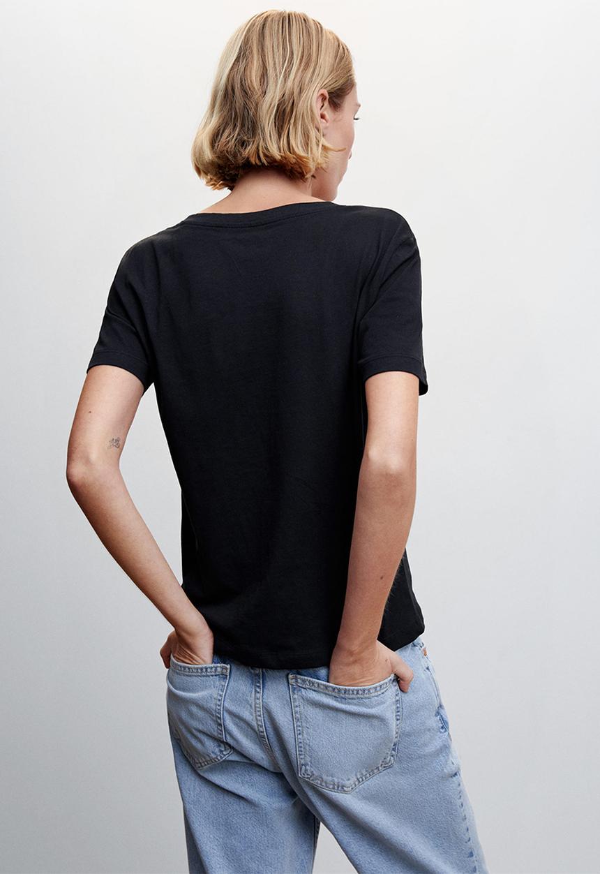 MANGO - T-shirt chalapi - black
