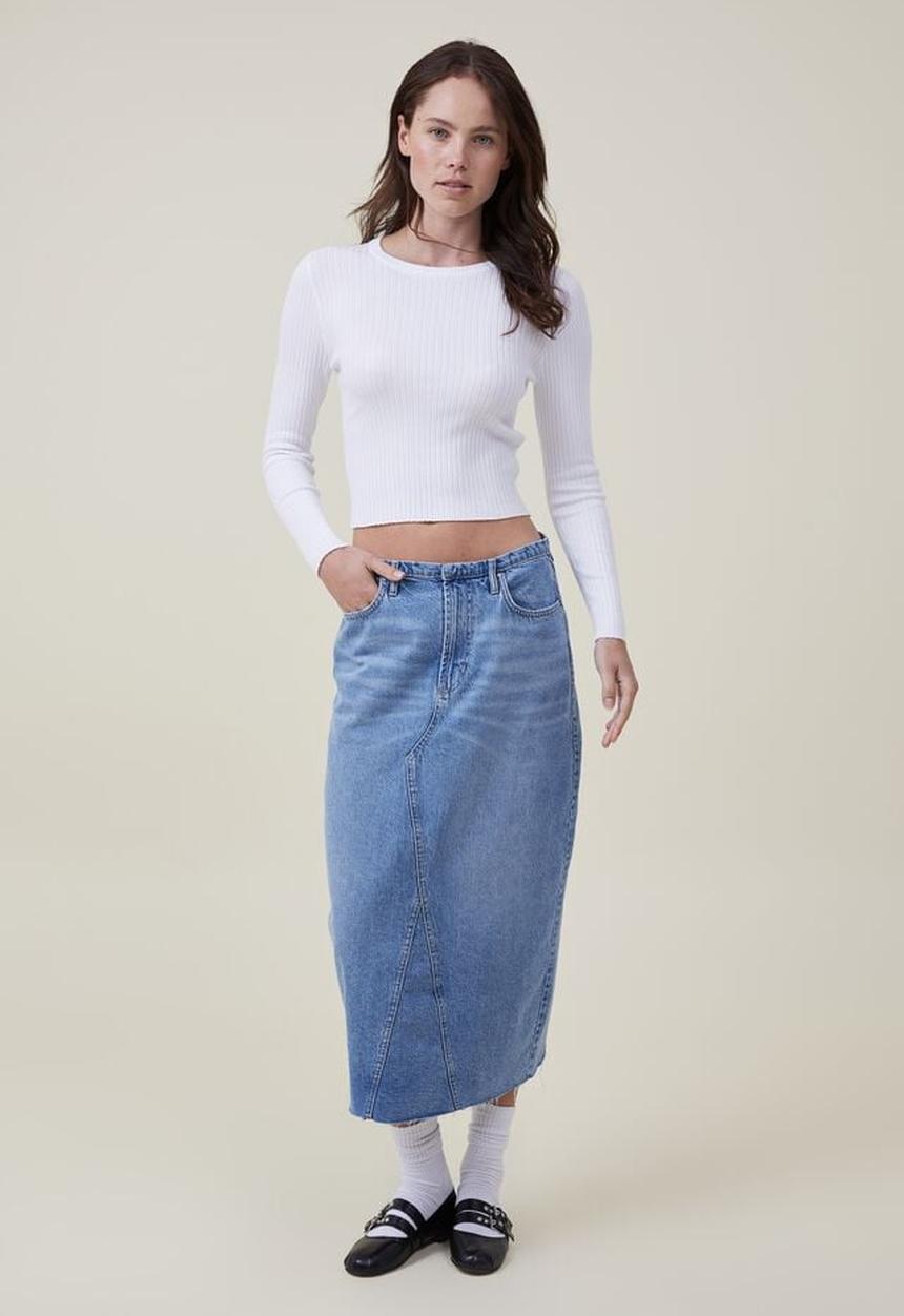 Cotton On - Urban rib crew neck top - white