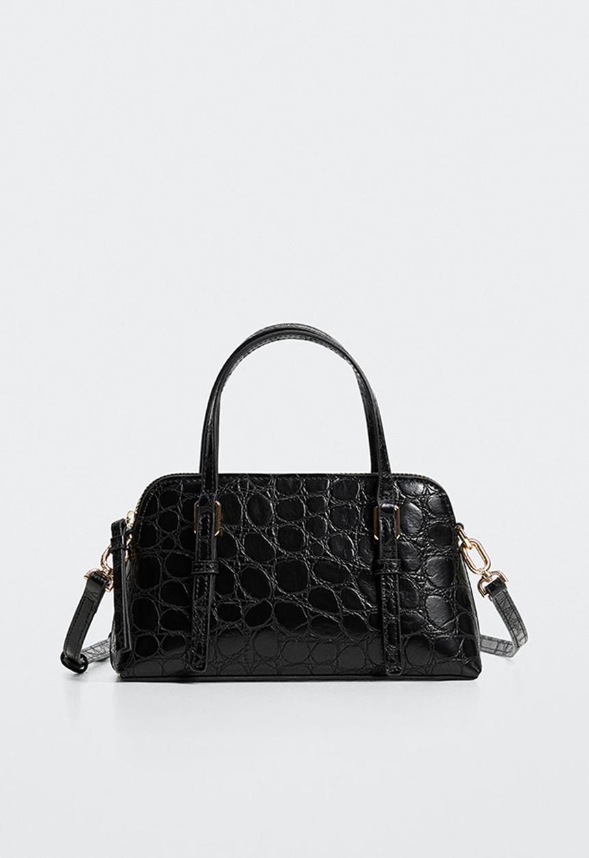 MANGO - Cross-body croc-effect bag - black