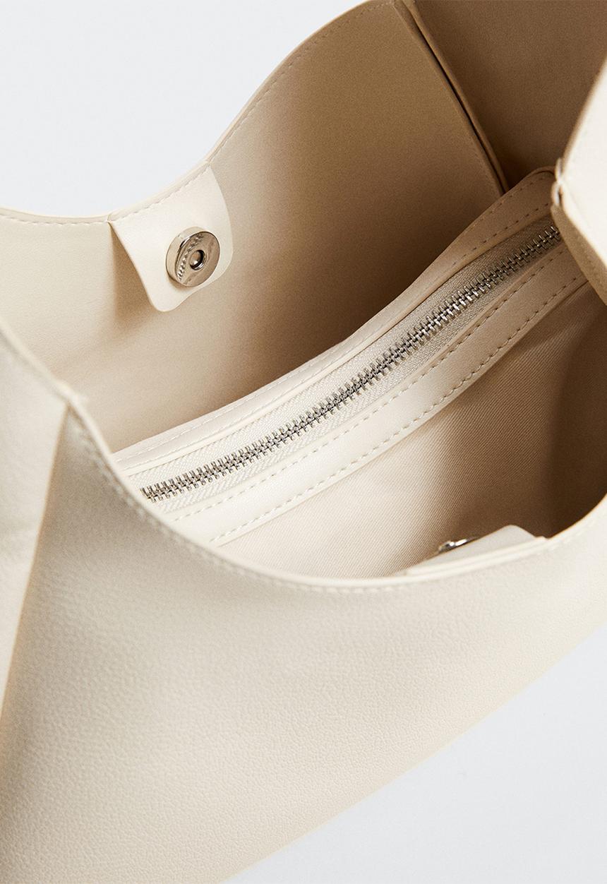 MANGO - Faux-leather bag - off white
