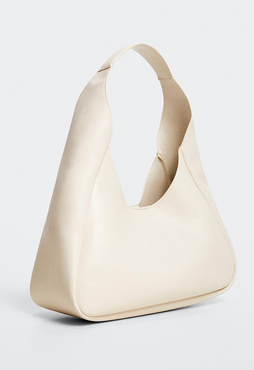MANGO - Faux-leather bag - off white