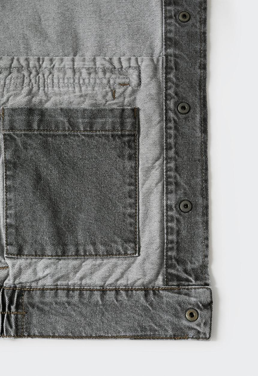 MANGO - Denim jacket adrien with corduroy collar- grey