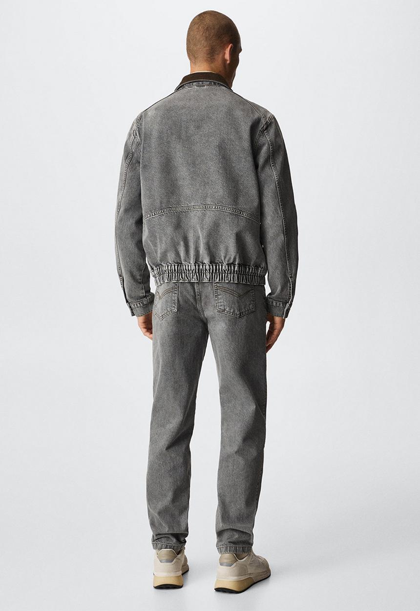 MANGO - Denim jacket adrien with corduroy collar- grey