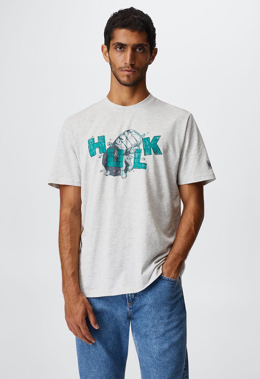 MANGO - T-shirt hulk-h - light heather grey