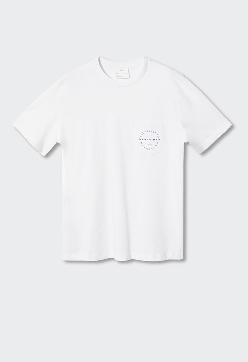 MANGO - T-shirt logopok-h - white