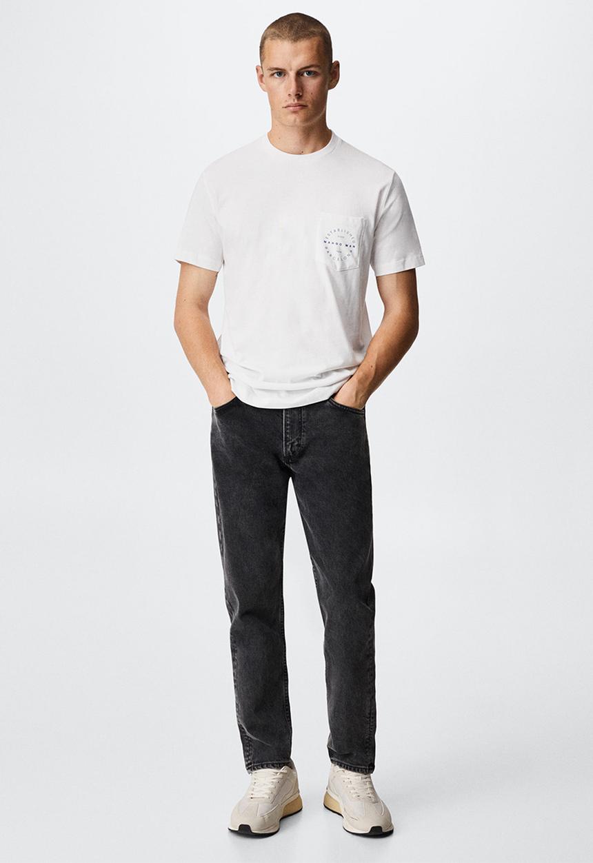 MANGO - T-shirt logopok-h - white