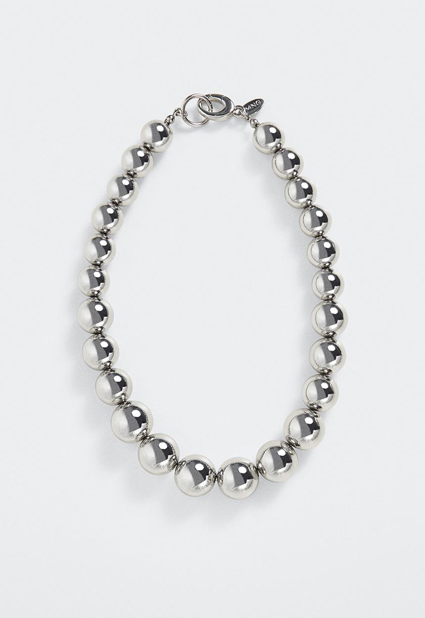 MANGO - Metal bead necklace - silver