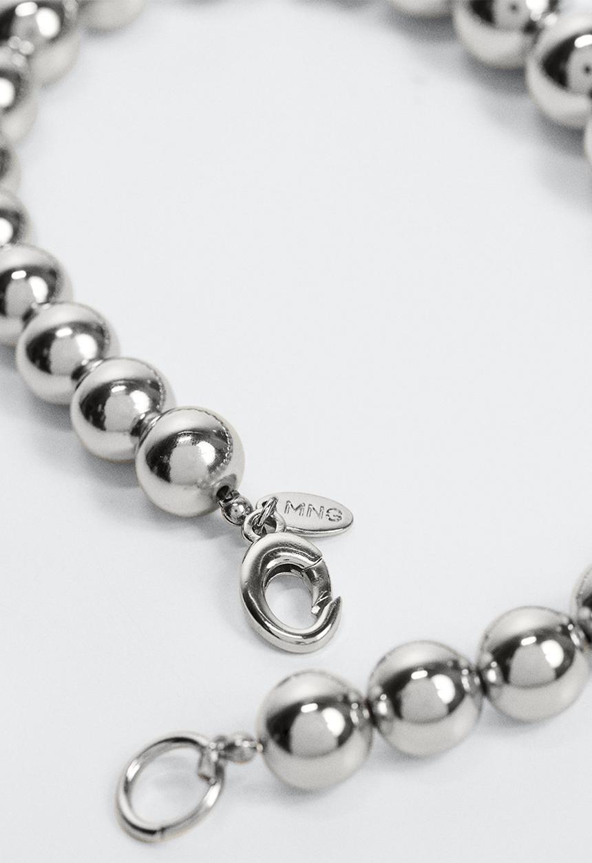 MANGO - Metal bead necklace - silver