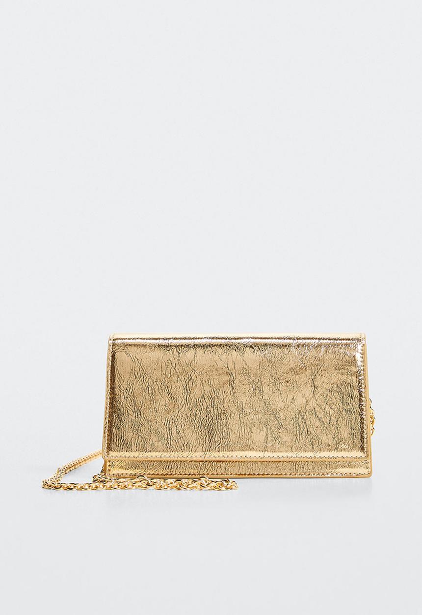 MANGO - Patent leather chain handbag - gold