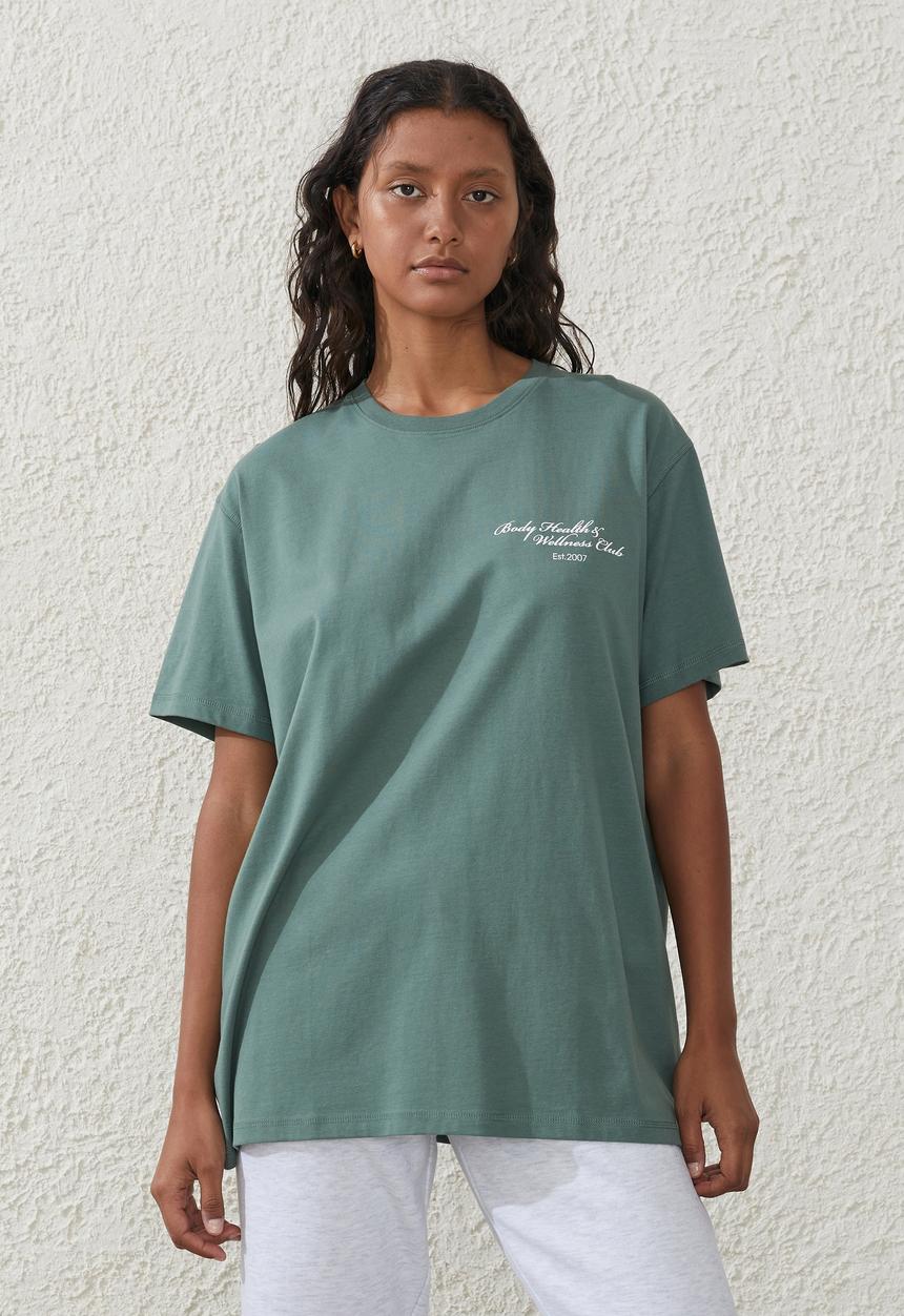 Cotton On - Active graphic T-shirt - sage leaf & wellness