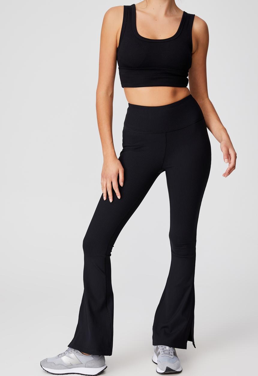 Cotton On - Active rib flare - black
