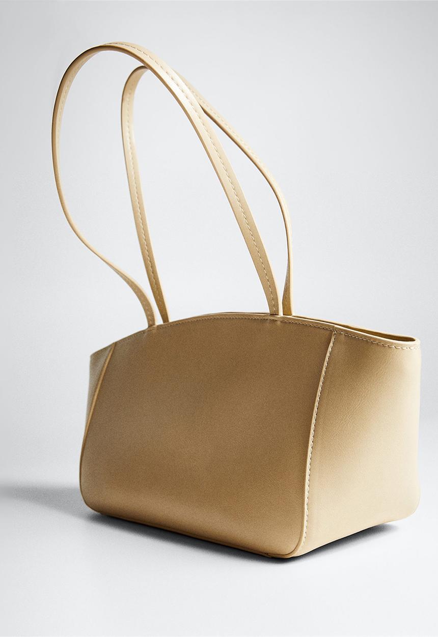 MANGO - Elongated double handle bag - ivory white