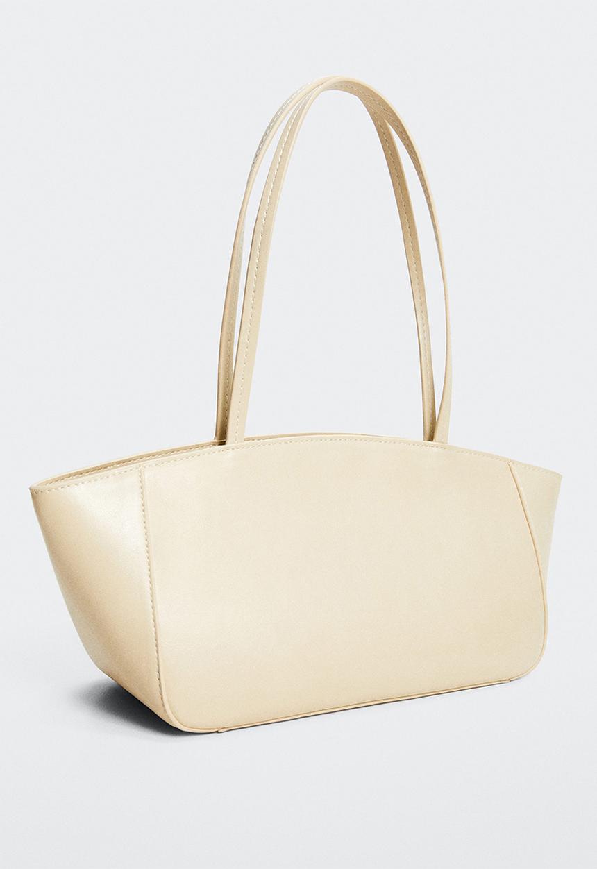 MANGO - Elongated double handle bag - ivory white