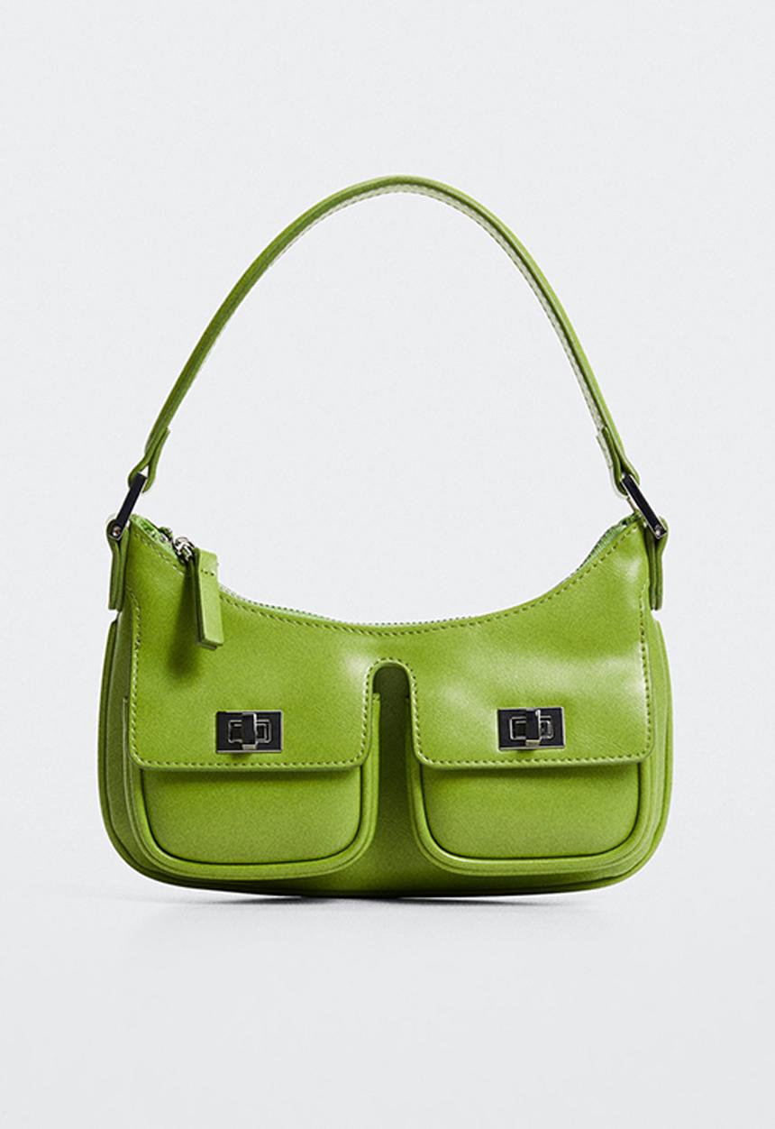 MANGO - Shoulder bag pockets - olive green