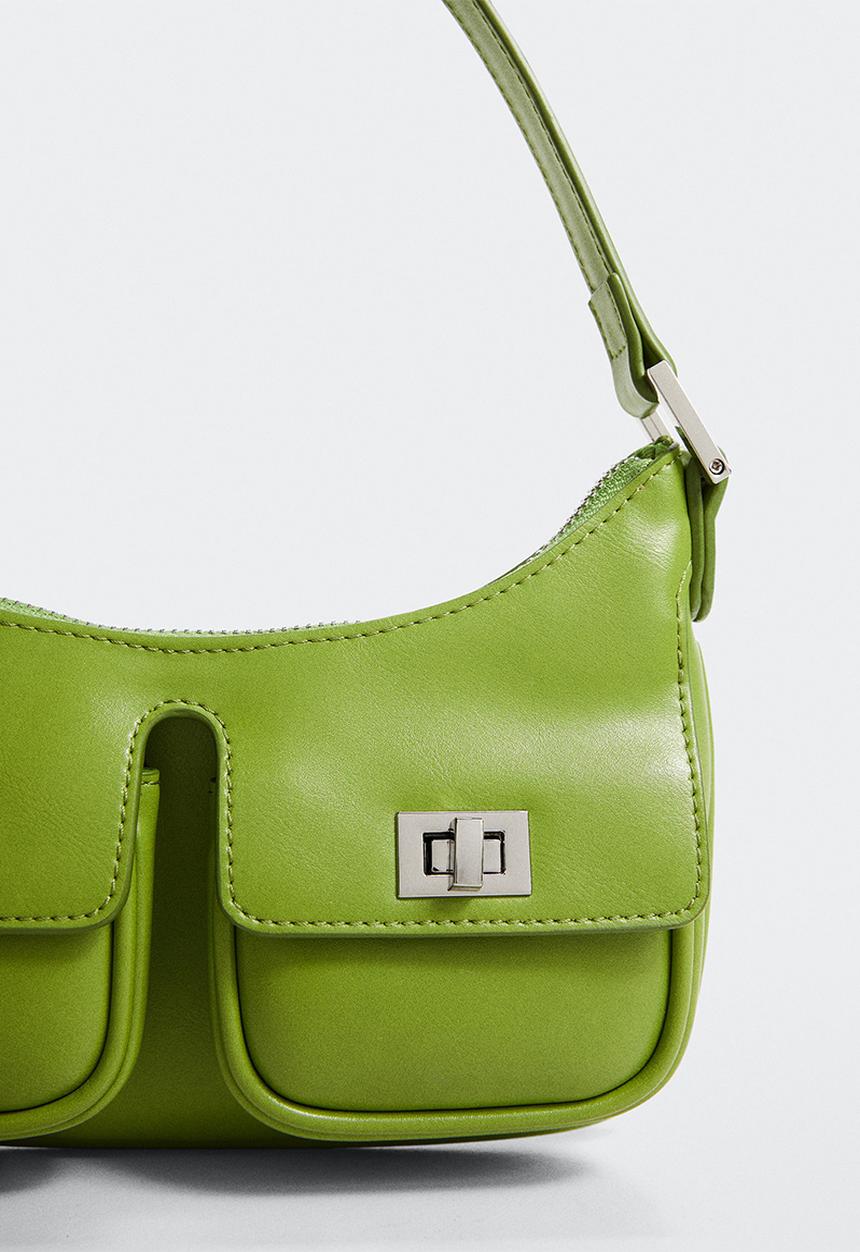 MANGO - Shoulder bag pockets - olive green