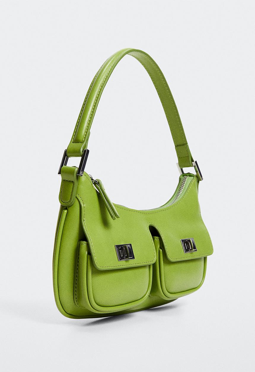 MANGO - Shoulder bag pockets - olive green