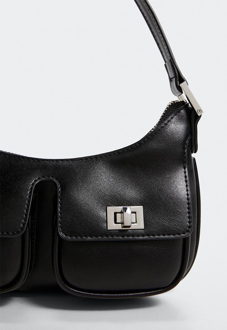 MANGO - Shoulder bag pockets - black