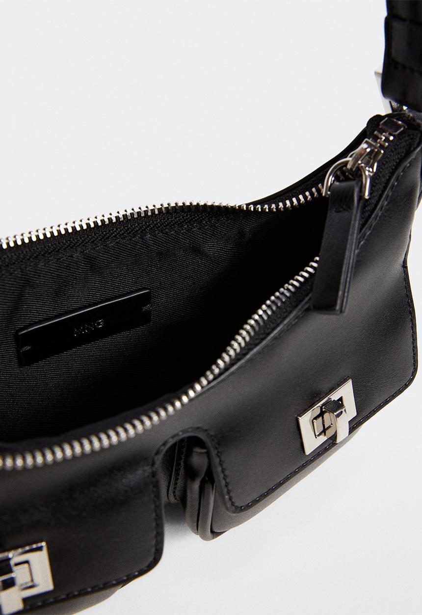 MANGO - Shoulder bag pockets - black
