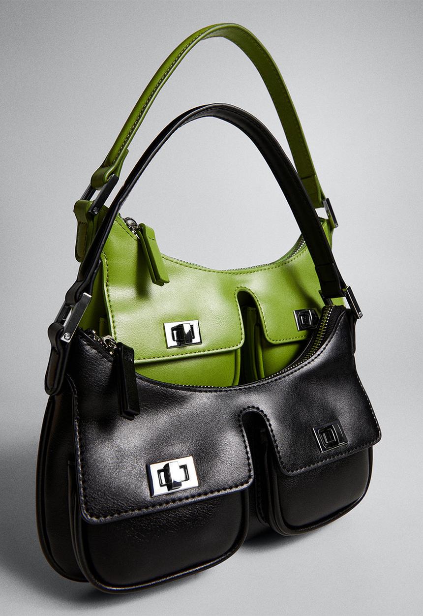 MANGO - Shoulder bag pockets - black