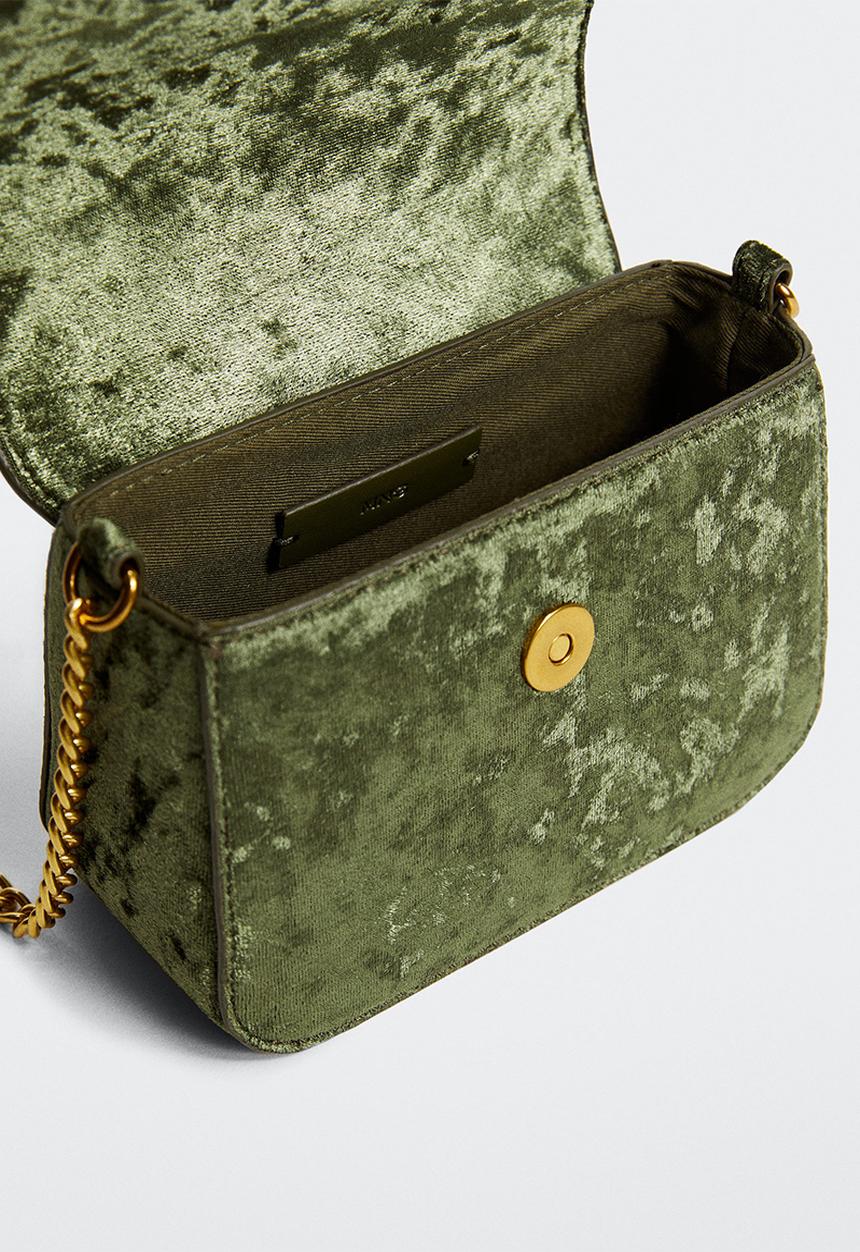 MANGO - Chain velvet bag - green