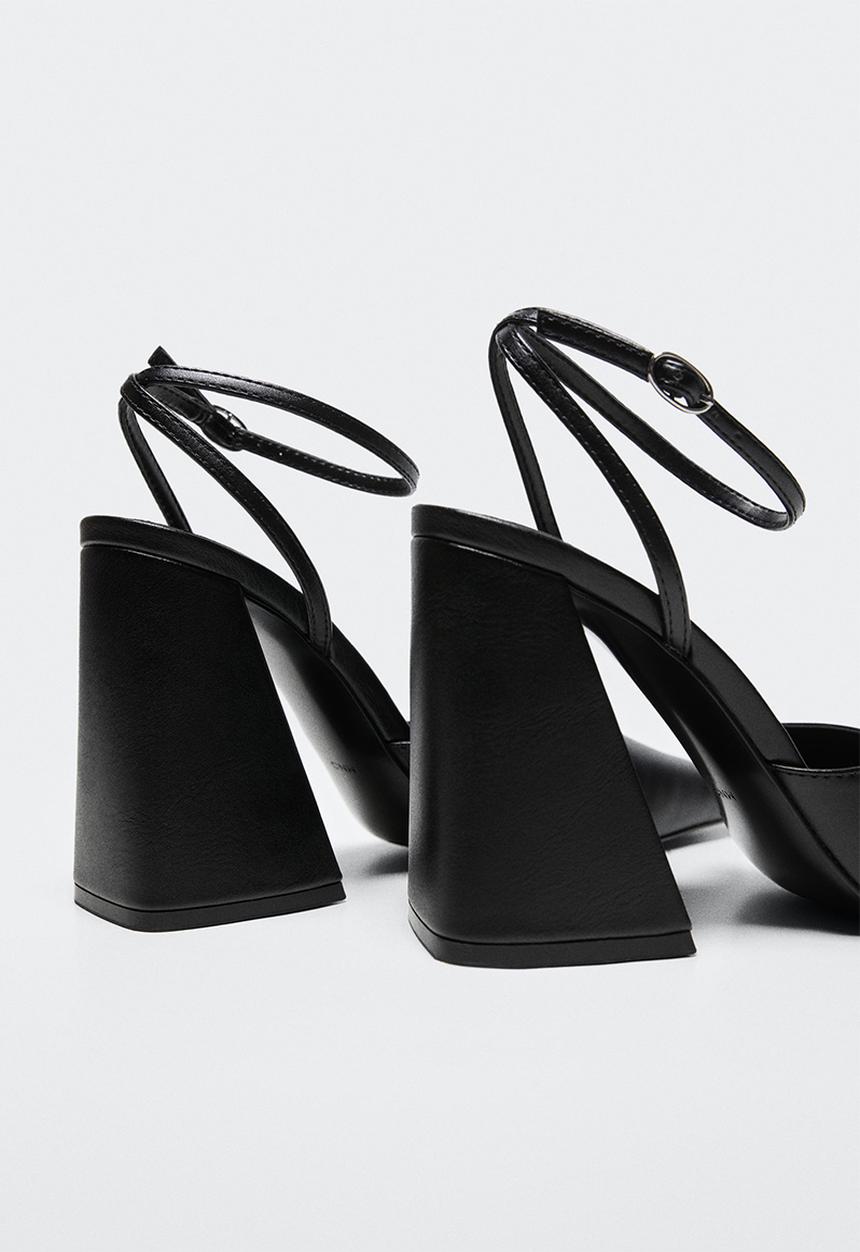 MANGO - Disco ankle strap heel - black