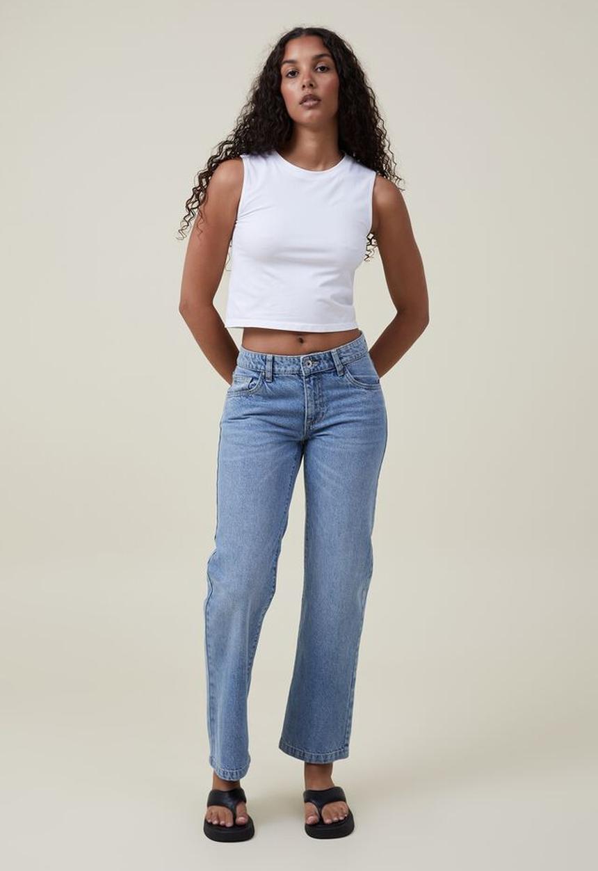 Cotton On - Low rise straight jean asia fit - bells blue
