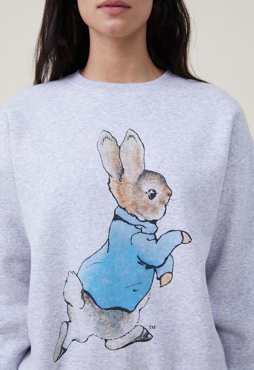 Cotton On - Lounge crew neck fleece - lcn peter rabbit/grey marle peter