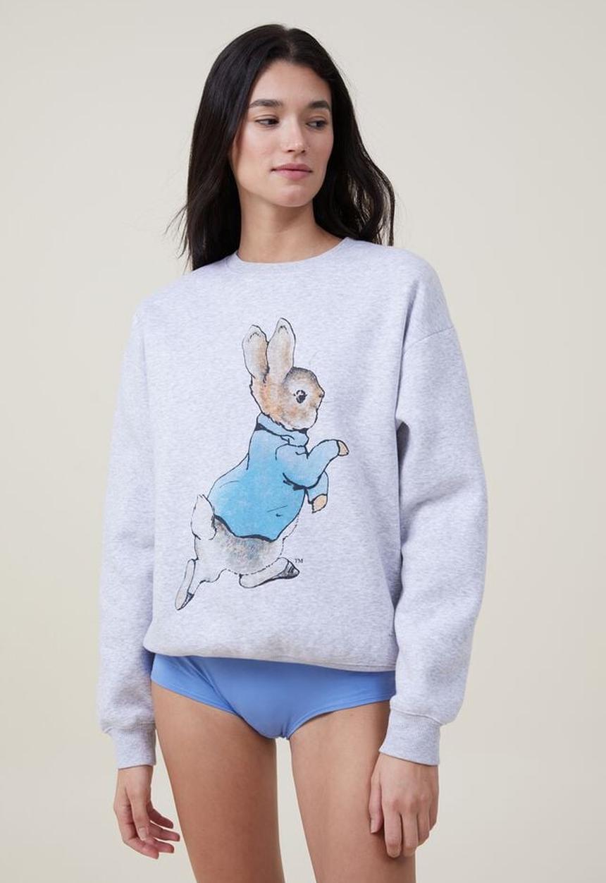 Cotton On - Lounge crew neck fleece - lcn peter rabbit/grey marle peter