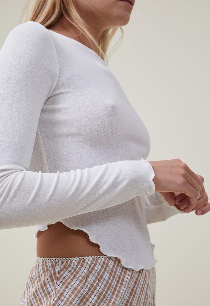 Cotton On - Laine boat neck long sleeve top - natural white