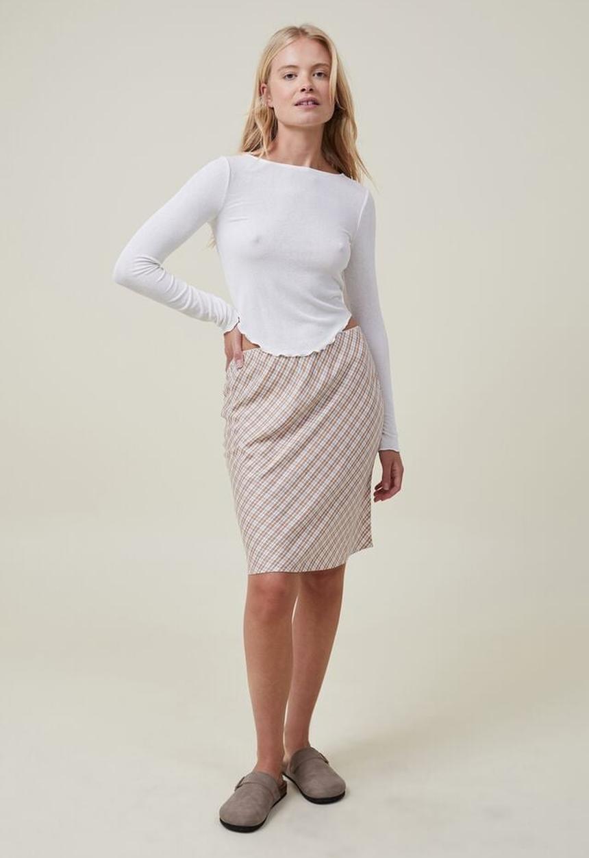 Cotton On - Laine boat neck long sleeve top - natural white
