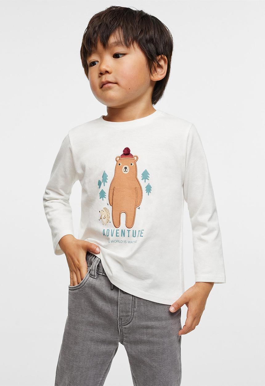 MANGO - T-shirt oso - white
