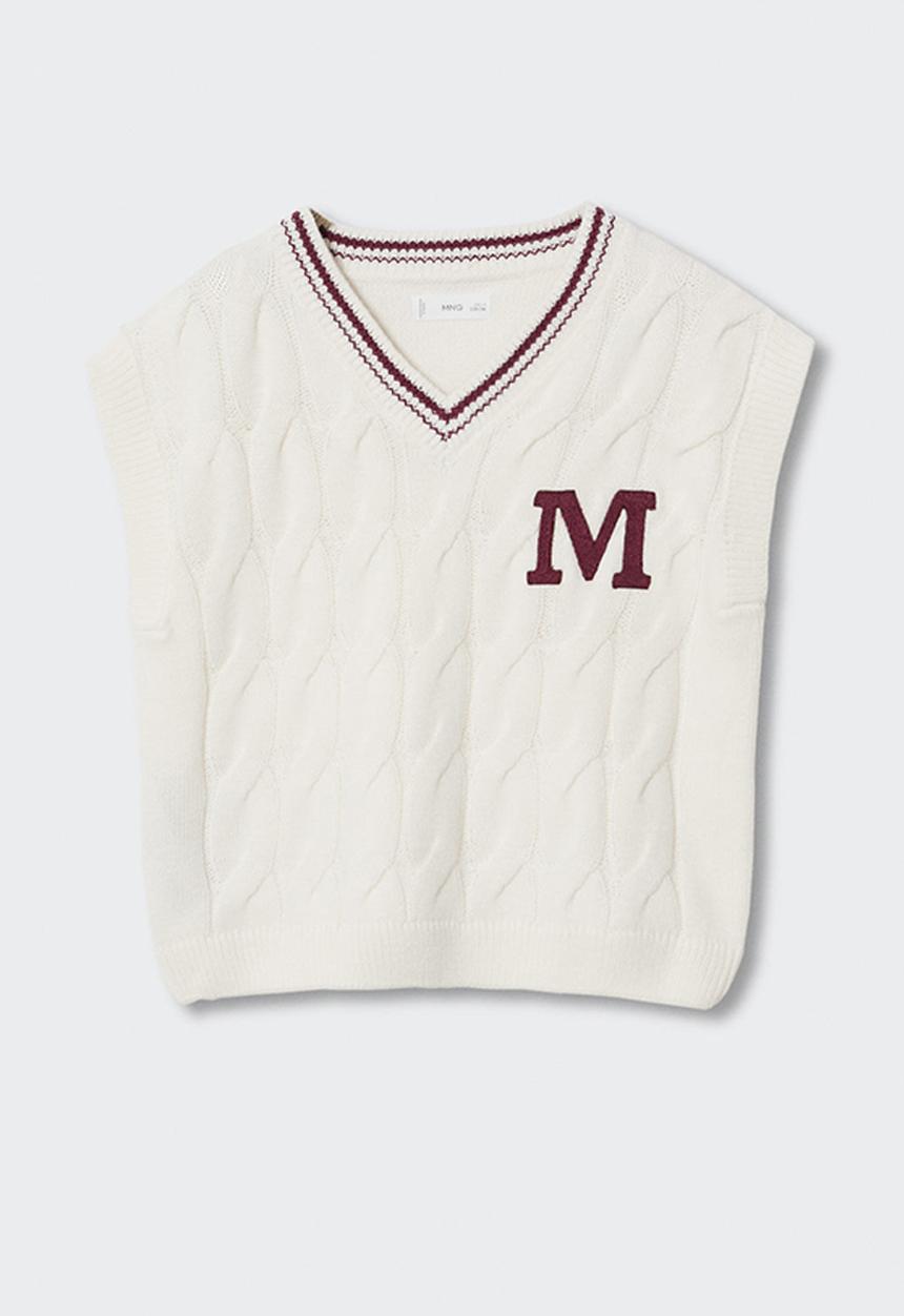 MANGO - Waistcoat varsity - beige