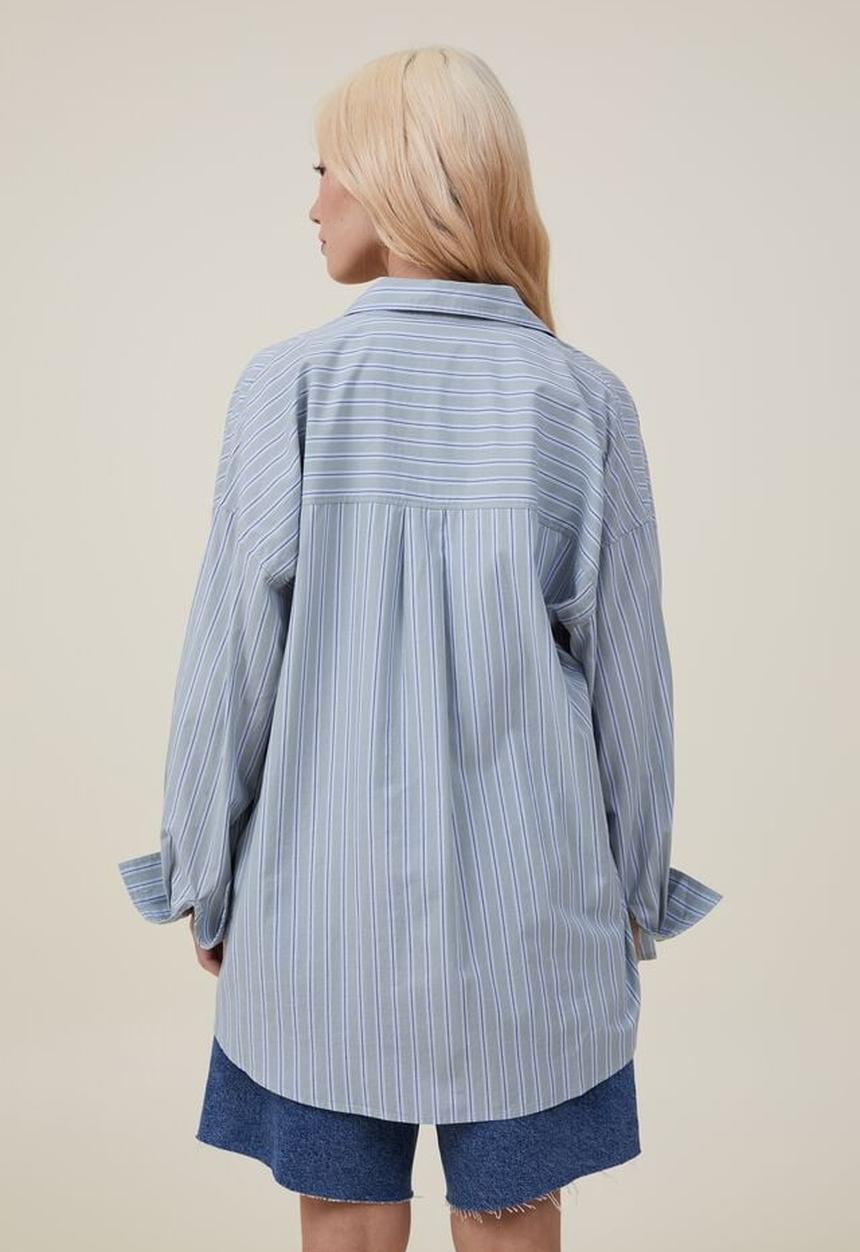 Cotton On - Dad shirt - gen stripe tinted sage