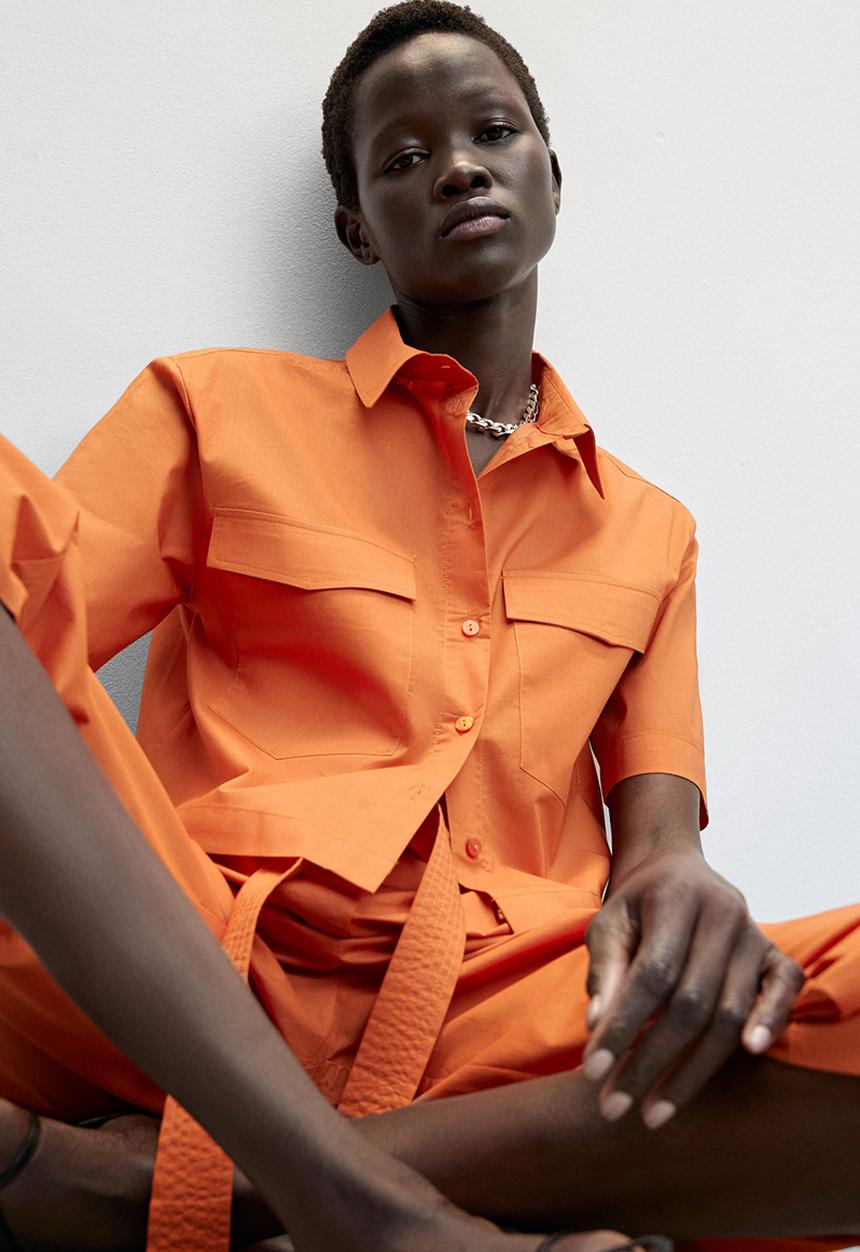 MANGO - shirt pop-h -H - orange