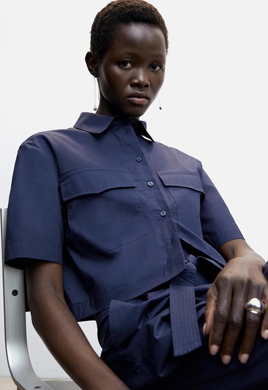 MANGO - Shirt pop-h - navy