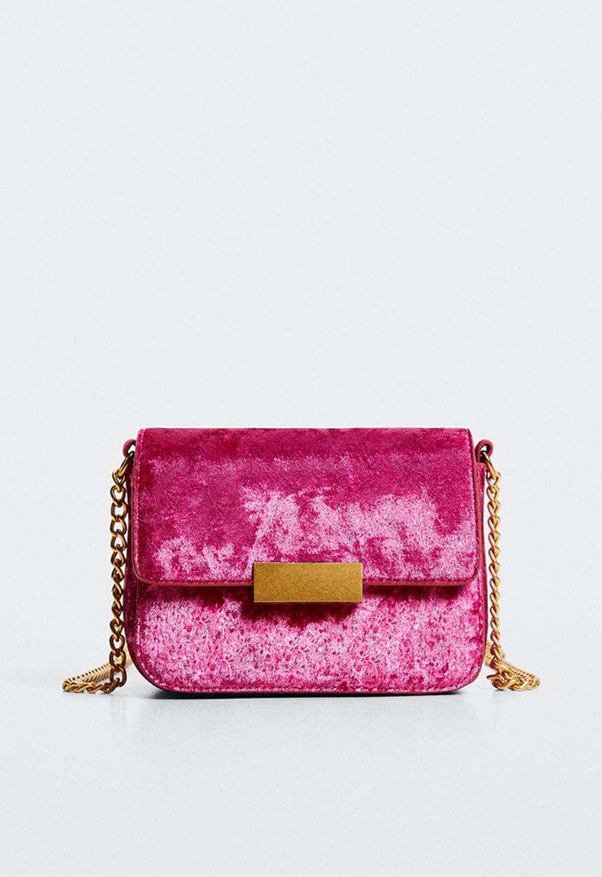 MANGO - Chain velvet bag - fuchsia