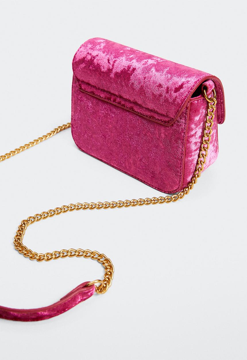 MANGO - Chain velvet bag - fuchsia