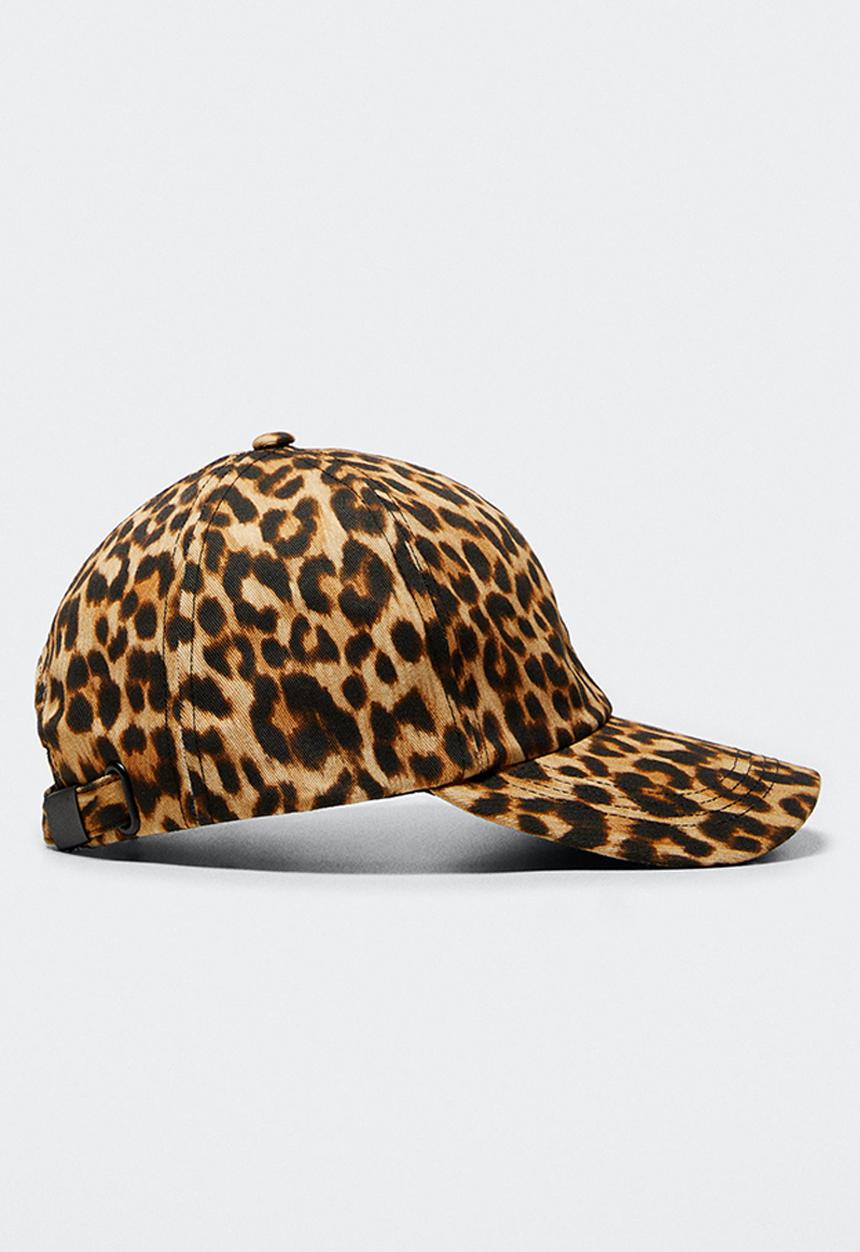 MANGO - Animal-print cap - brown