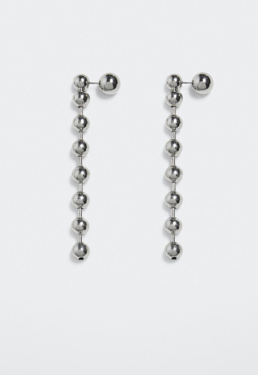 MANGO - Metal bead earrings - silver